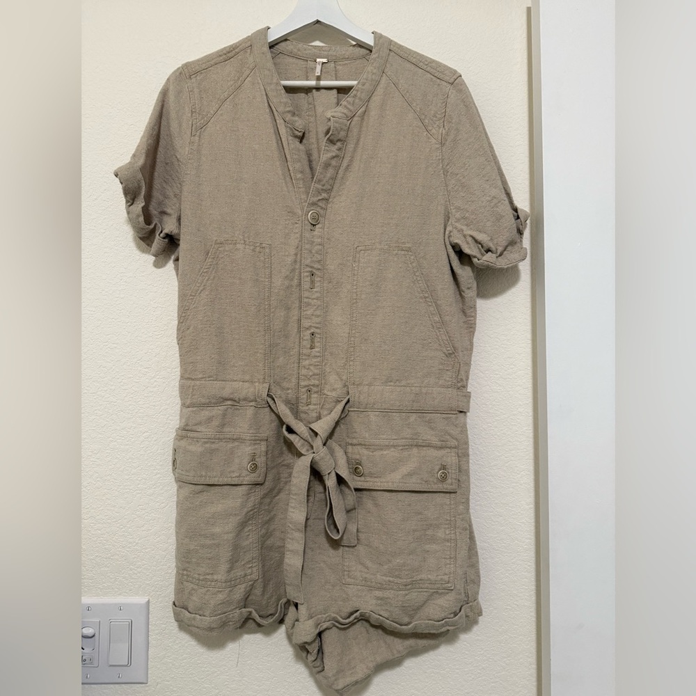 Free People tan one piece romper size L